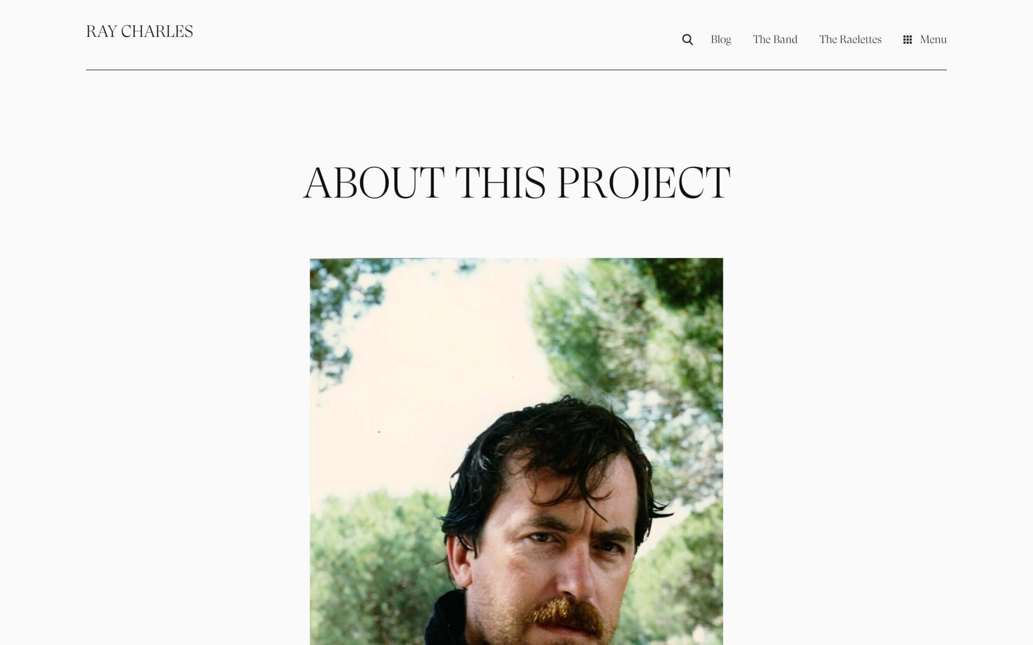 Screenshot of Ray Charles website on desktop (Homepage)